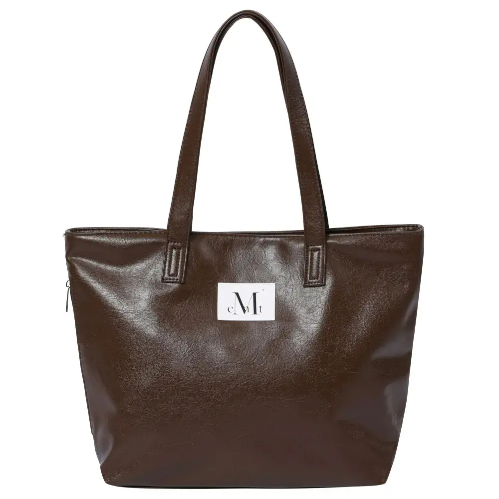 韓國 MUCENT RIENNE SIDE ZIPPER LEATHER SHOULDER BAG 側邊拉鍊皮革質感肩背包 棕色Brown