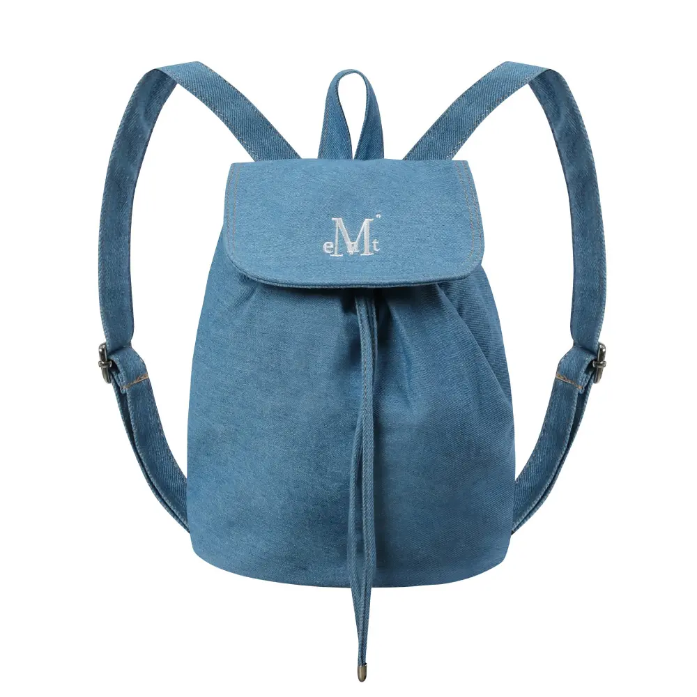 韓國 MUCENT STEN DENIM BACK PACK 丹寧抽繩後背包 淺藍色LightBlue