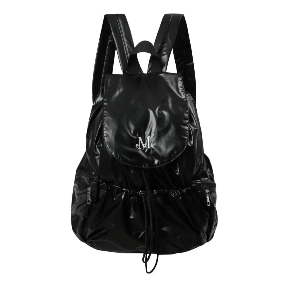 韓國 MUCENT SWAN GLOSSY BACK PACK 亮面抽繩後背包 黑色Black