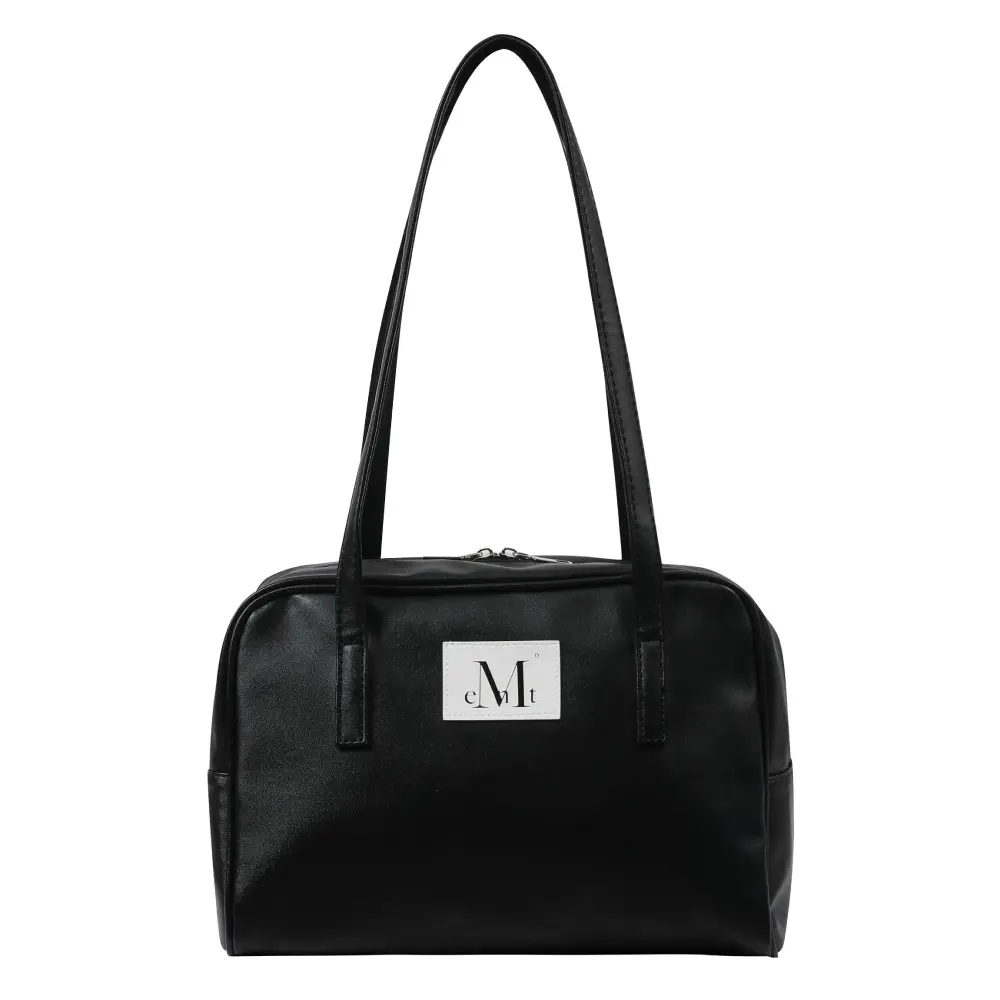 韓國 MUCENT TIVE LEATHER SHOULDER BAG 經典白標皮革單肩包 黑色Black