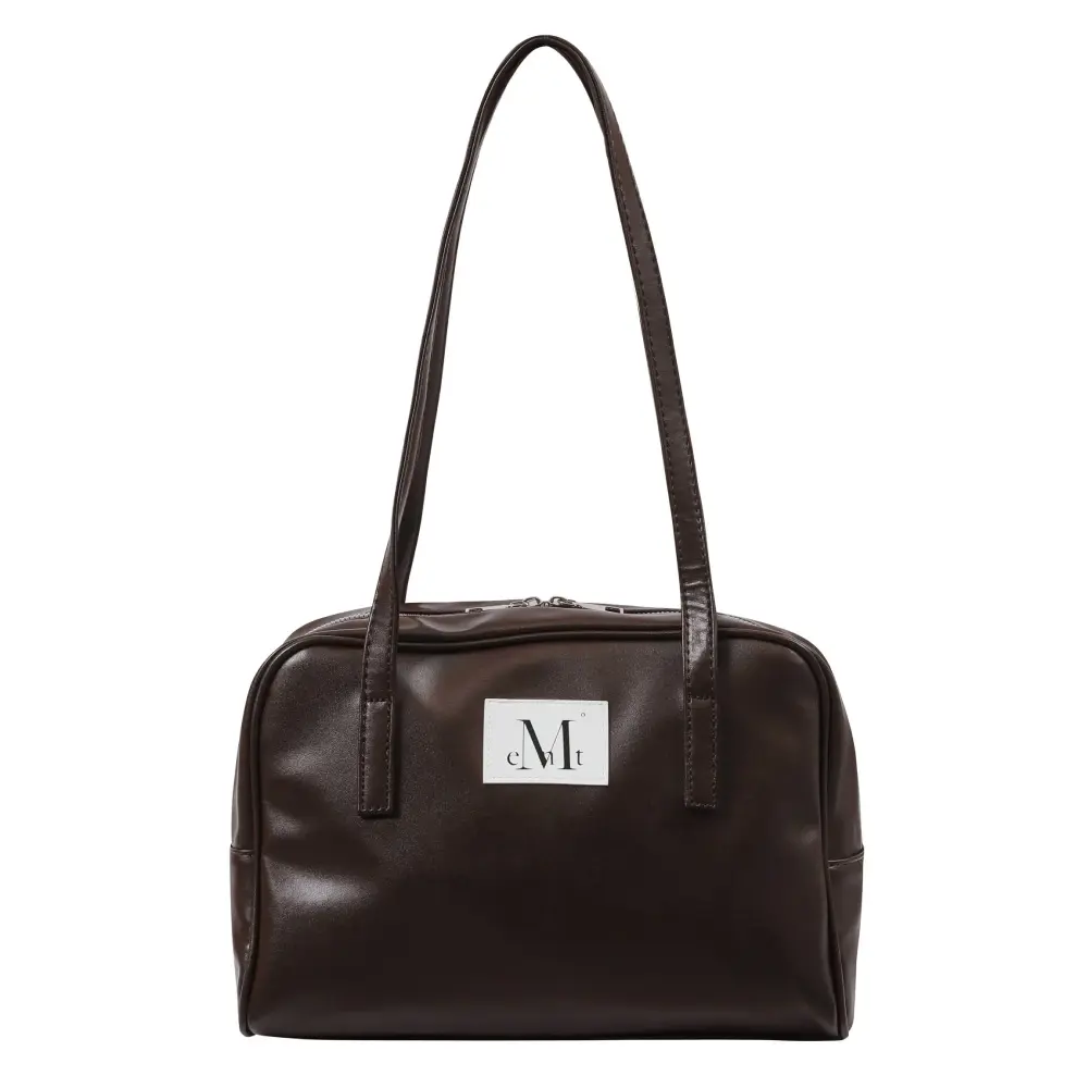 韓國 MUCENT TIVE LEATHER SHOULDER BAG 經典白標皮革單肩包 棕色Brown