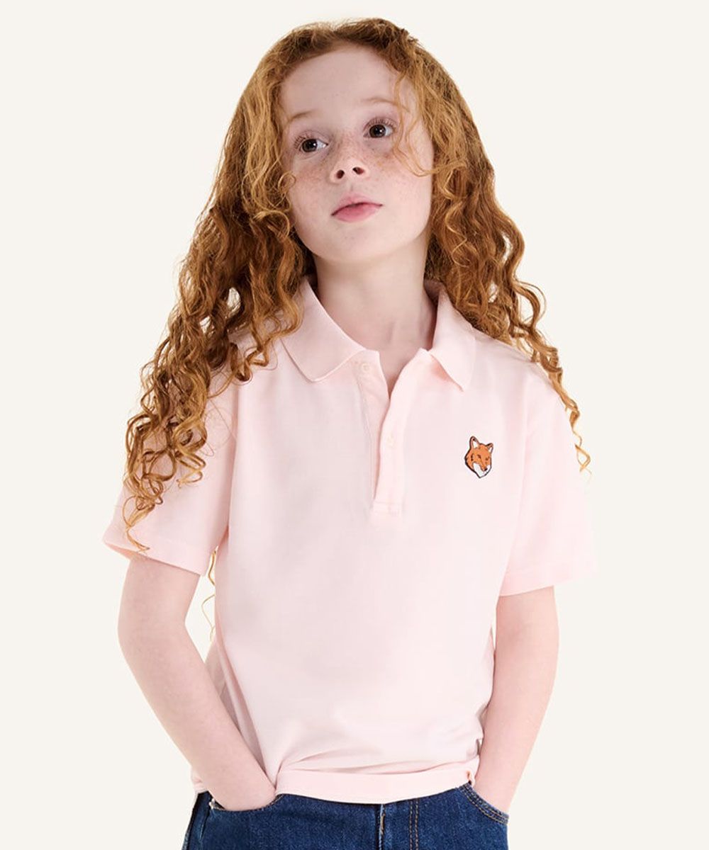 MAISON KITSUNÉ 棉花糖粉狐狸頭LOGO兒童短袖POLO衫/ 67