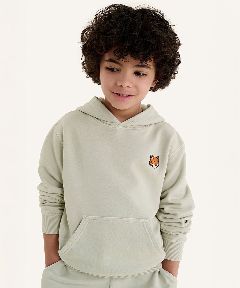 MAISON KITSUNÉ 太妃糖綠狐狸頭LOGO兒童連帽衛衣/ 45