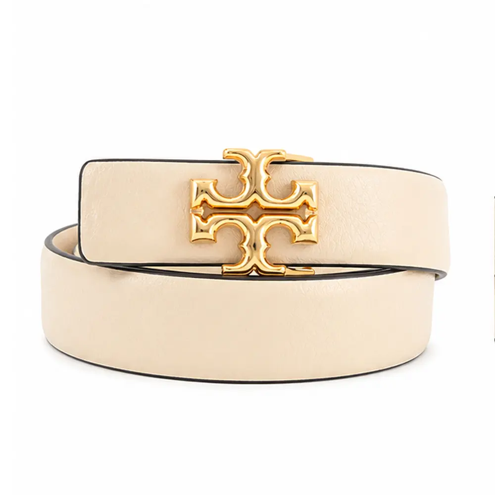 TORY BURCH ELEANOR小牛皮雙T大LOGO皮帶-多色選/平行輸入/ 奶油白S(78.5cm)