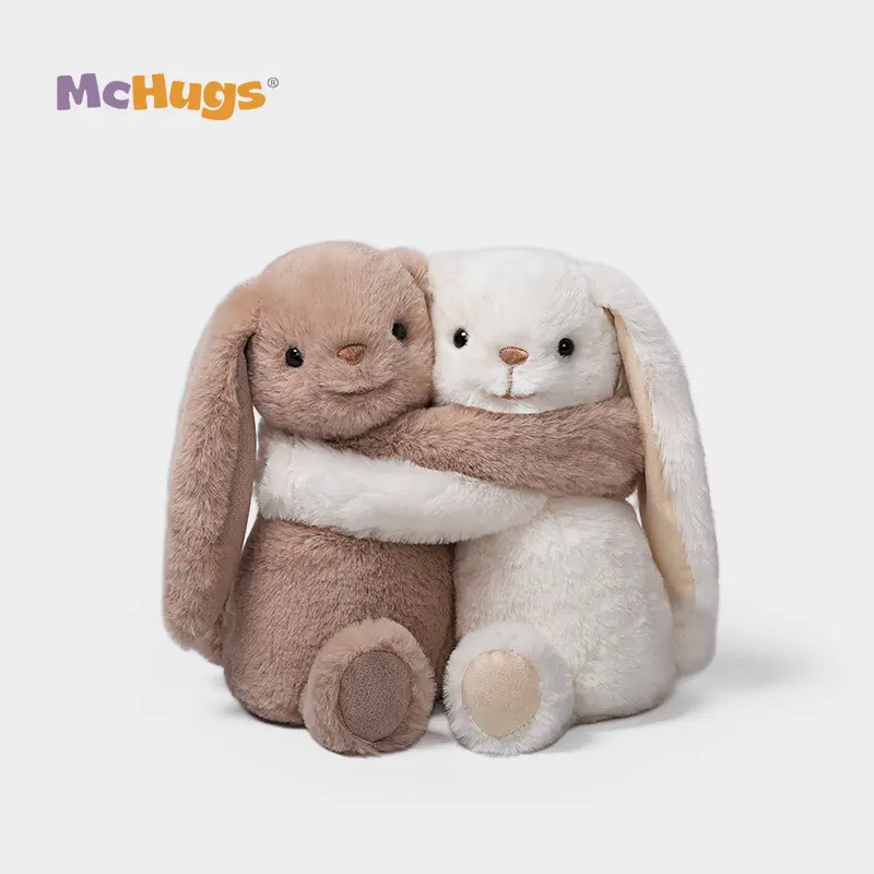 McHugs療癒玩偶/ 貼貼來瑞特兔/ 灰白/ 18CM