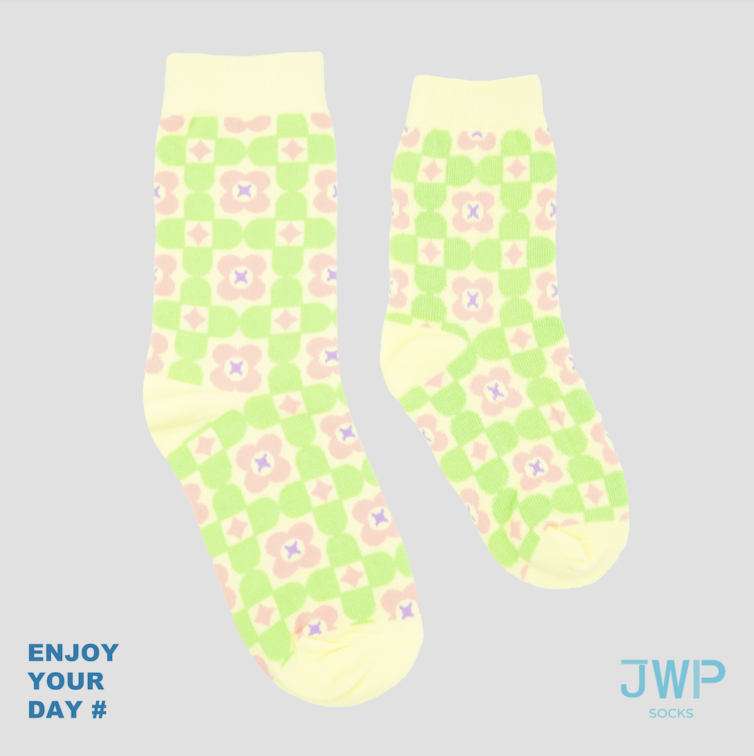 JWP socks中筒襪/ 紅花綠葉/ 成人款
