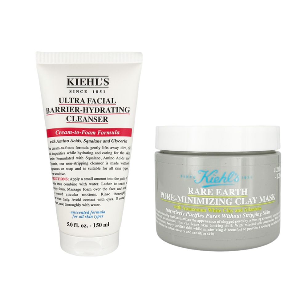 KIEHL'S 契爾氏 舒敏修復B5潔面乳 150ml+亞馬遜白泥淨緻毛孔面膜 125ml/ 平行輸入