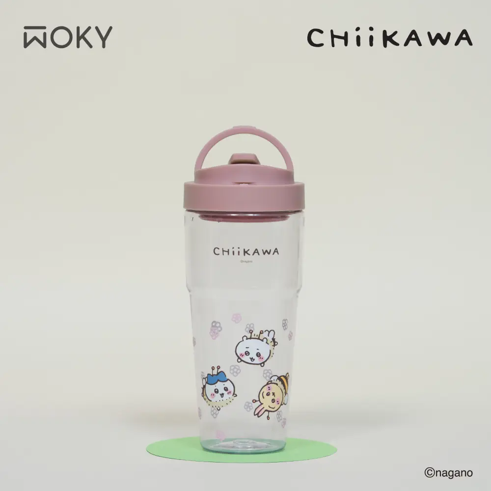 WOKY沃廚X吉伊卡哇聯名款 純透渾圓杯ECOZEN®/ 800ml/ 蜜蜂款/黛粉