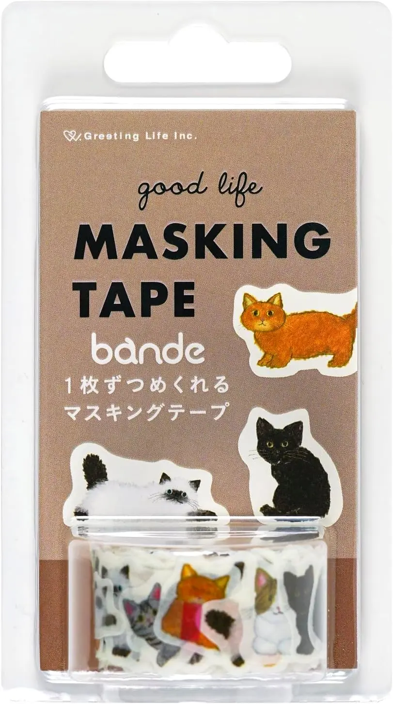 日本 Greeting Life bande 貼紙型裝飾膠帶/ 米津祐介/ 貓