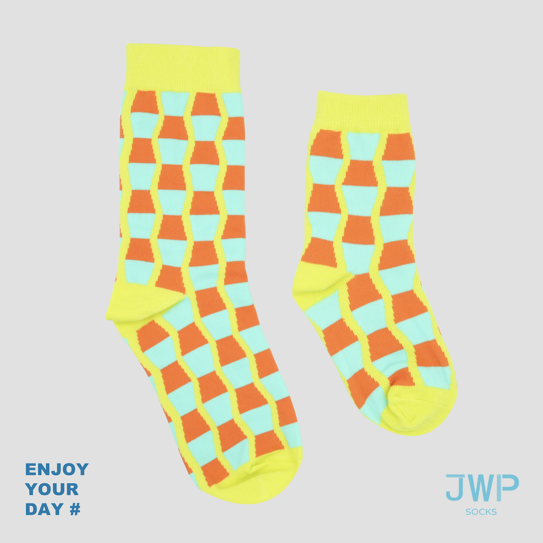 JWP socks中筒襪/ 黃橘樂高/ 成人款