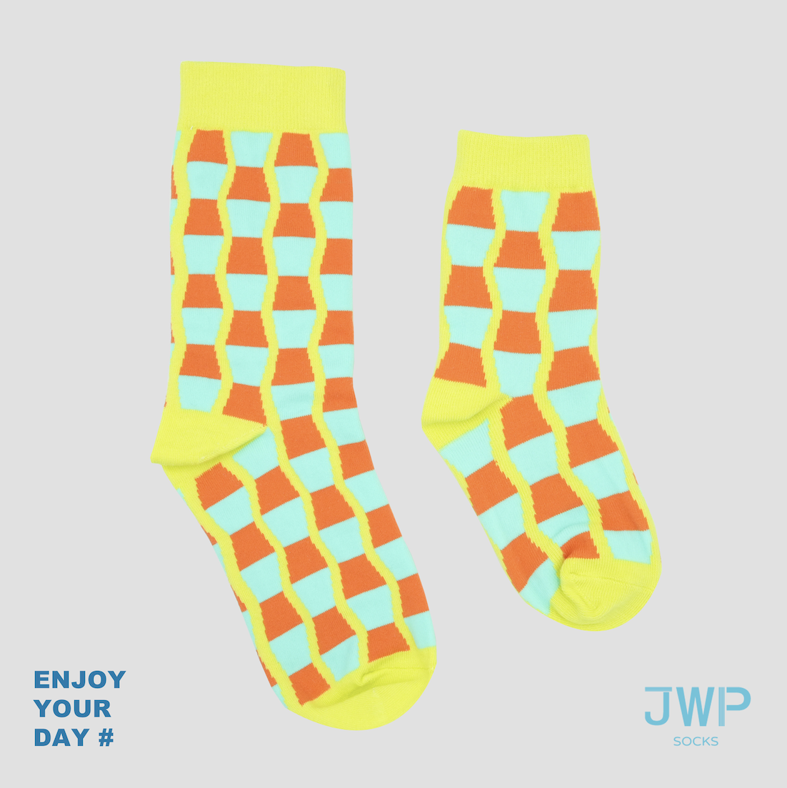 JWP socks中筒襪/ 黃橘樂高/ 兒童款