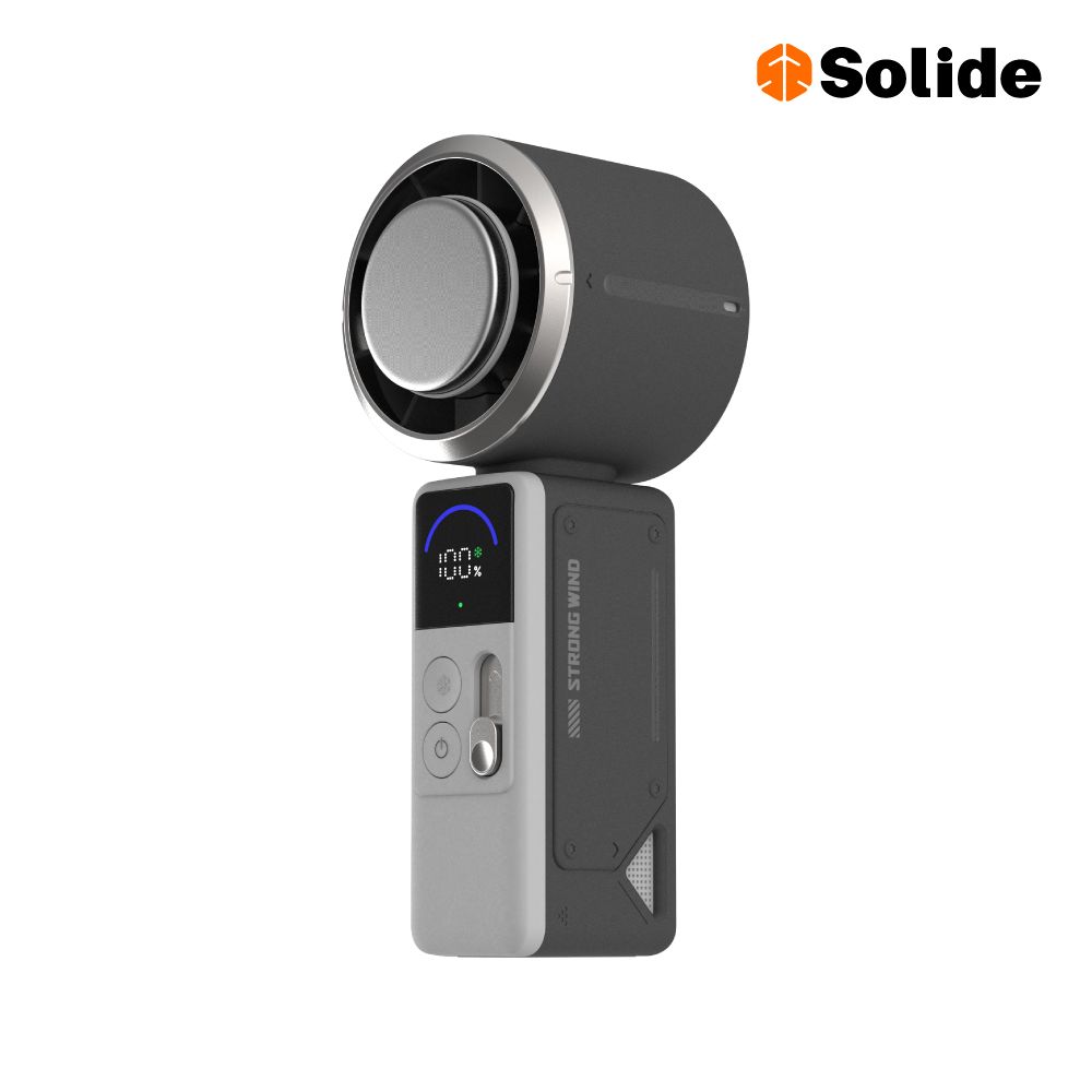 solide 索力得 COOL 數位顯示渦輪冰鎮風扇 手持風扇/ 黑灰色
