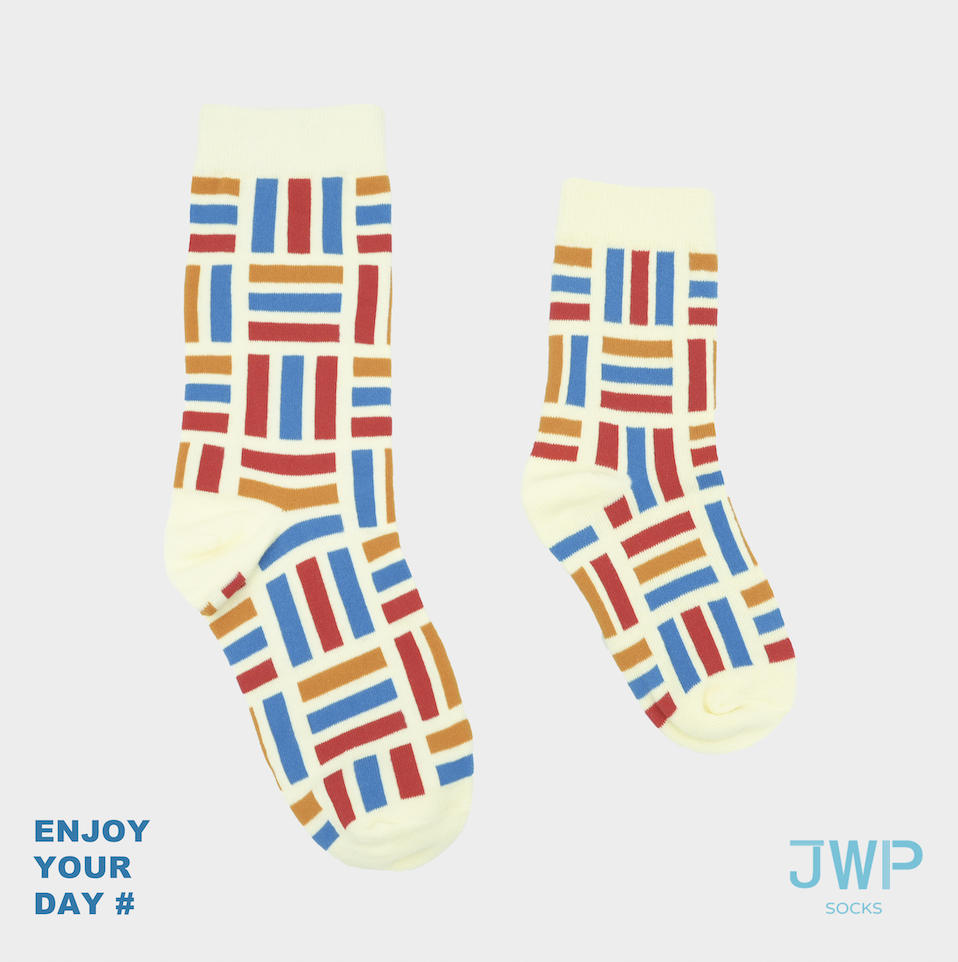 JWP socks中筒襪/ 紅藍積木/ 兒童款
