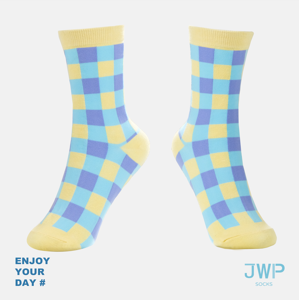 JWP socks中筒襪/ 馬卡龍棋盤格/ 成人款