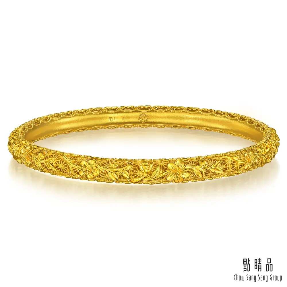 點睛品 桃花灼灼 黃金手鐲_計價黃金(08)