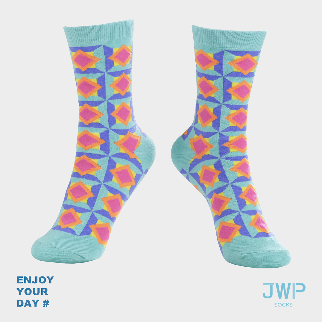 JWP socks中筒襪/ 藍色荊棘/ 成人款
