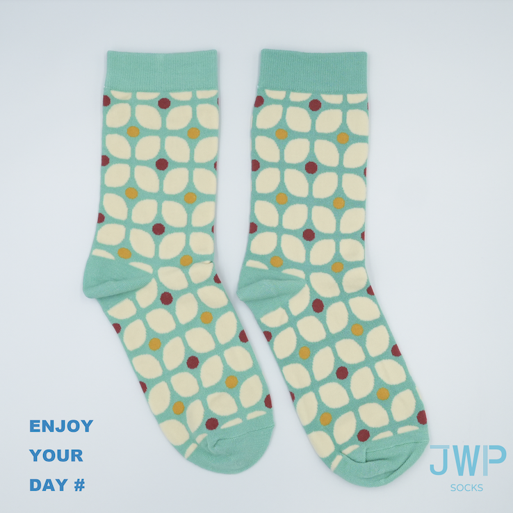 JWP socks中筒襪/ 薄荷花磚/ 成人款