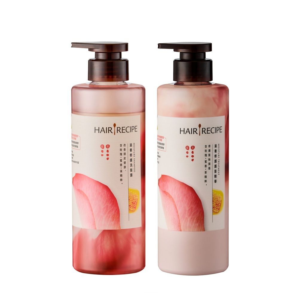 【HAIR RECIPE髮的食譜】 新版洗髮露/潤髮乳 510ml 兩入組任選/ 玫瑰蜜香洗髮露+潤髮乳
