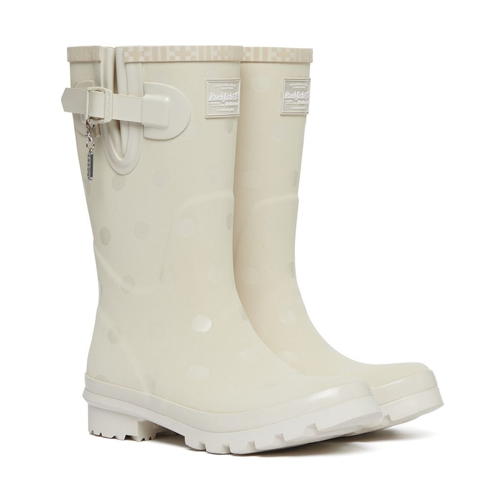 韓國 Rockfish Weatherwear [× ILLIT] ORIGINAL RAIN BOOTS SHORT DOT 聯名點點短筒雨靴 象牙白/ 預購 25-25.5 cm