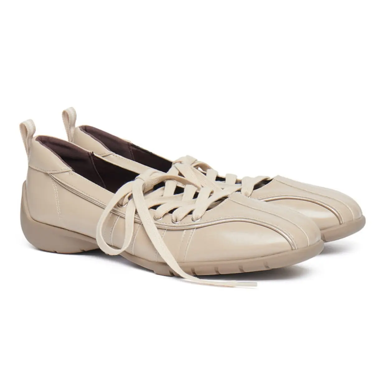 韓國 Rockfish Weatherwear BLISS LACEUP SNEAKERS V2 裂紋光澤綁帶休閒鞋/ 米色 BEIGE/ 預購 24.5 cm