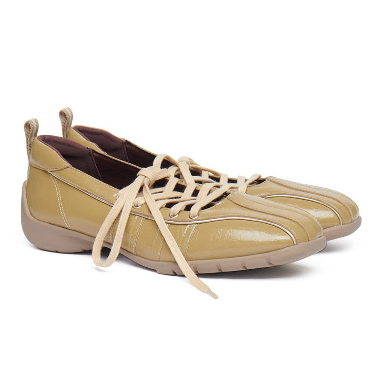 韓國 Rockfish Weatherwear BLISS LACEUP SNEAKERS V2 裂紋光澤綁帶休閒鞋/ 芥末黃 MUSTARD/ 預購 24.5 cm
