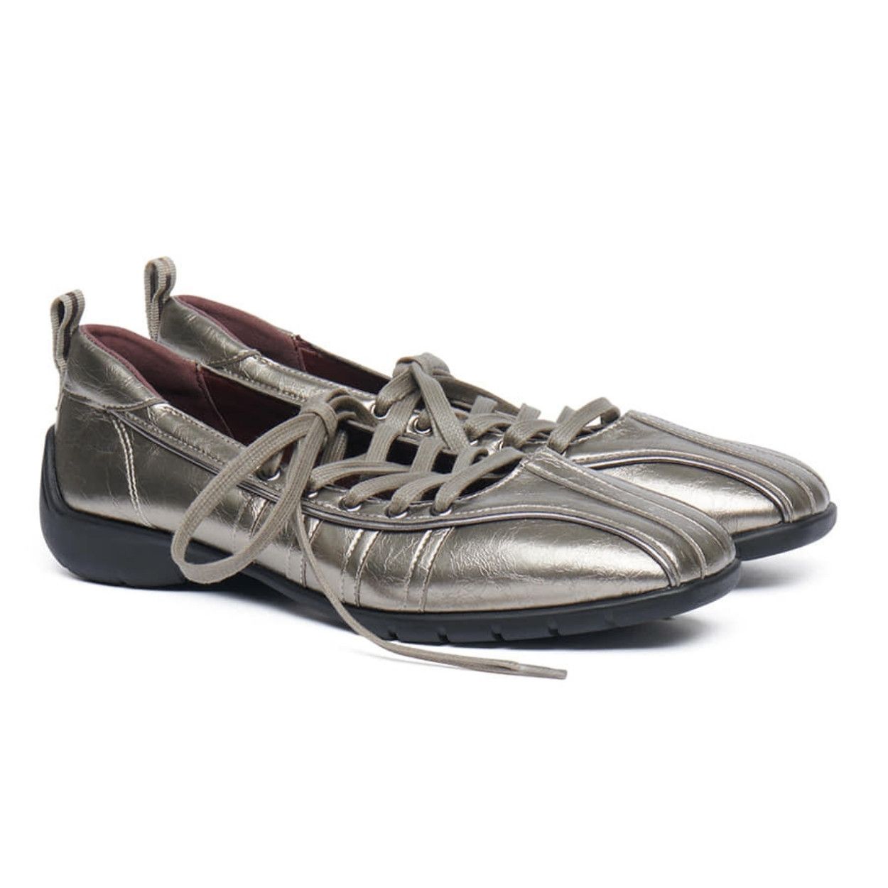 韓國 Rockfish Weatherwear BLISS LACEUP SNEAKERS V2 裂紋光澤綁帶休閒鞋/ 深銀色 DARK SILVER/ 預購 25.5 cm