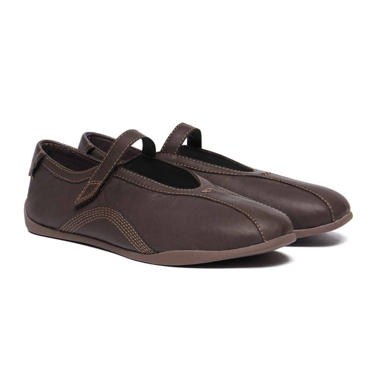 韓國 Rockfish Weatherwear BALLET STRAP SNEAKERS 魔鬼氈瑪莉珍休閒鞋/ 巧克力色 CHOCO/ 預購 25.5 cm