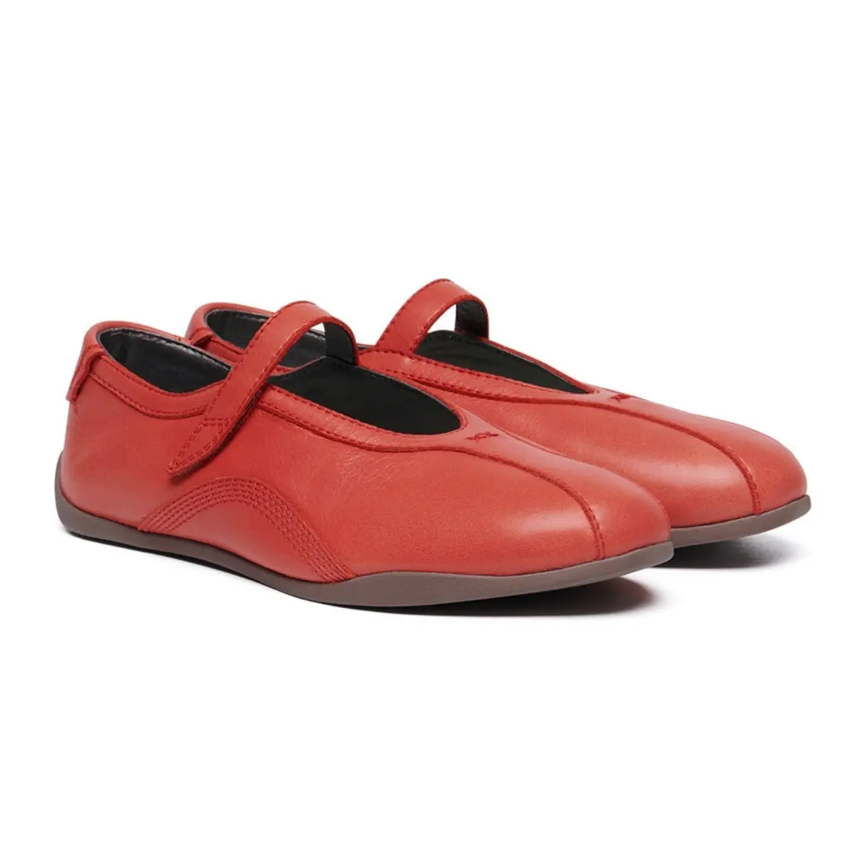 韓國 Rockfish Weatherwear BALLET STRAP SNEAKERS 魔鬼氈瑪莉珍休閒鞋/ 紅色 RED/ 預購 25 cm