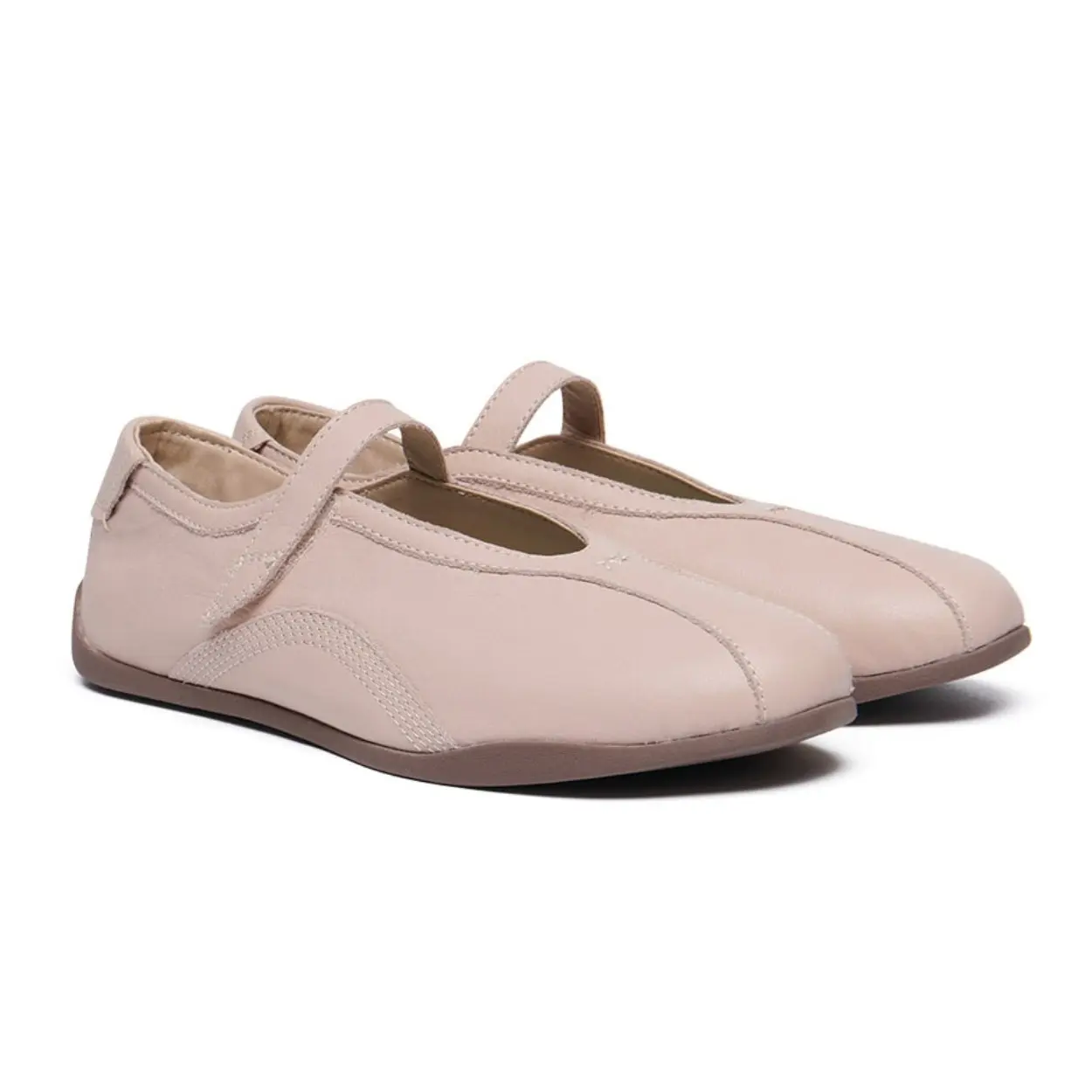 韓國 Rockfish Weatherwear BALLET STRAP SNEAKERS 魔鬼氈瑪莉珍休閒鞋/ 粉米色 PINK BEIGE/ 預購 24.5 cm