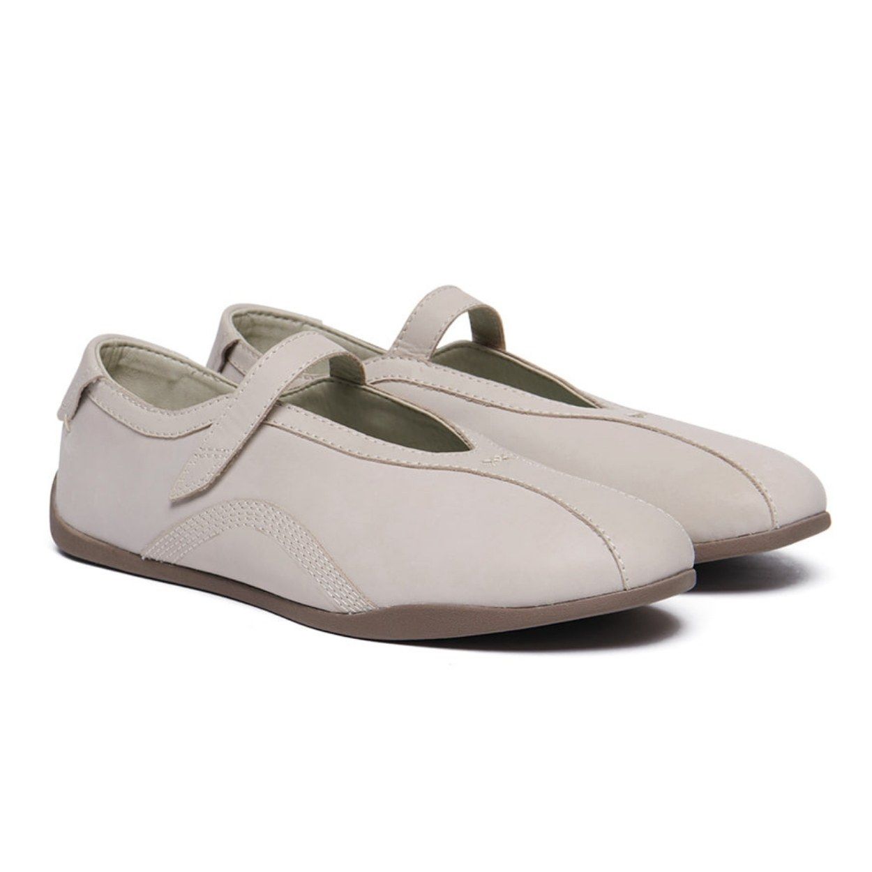 韓國 Rockfish Weatherwear BALLET STRAP SNEAKERS 魔鬼氈瑪莉珍休閒鞋/ 淺灰色 LIGHT GREY/ 預購 23.5 cm