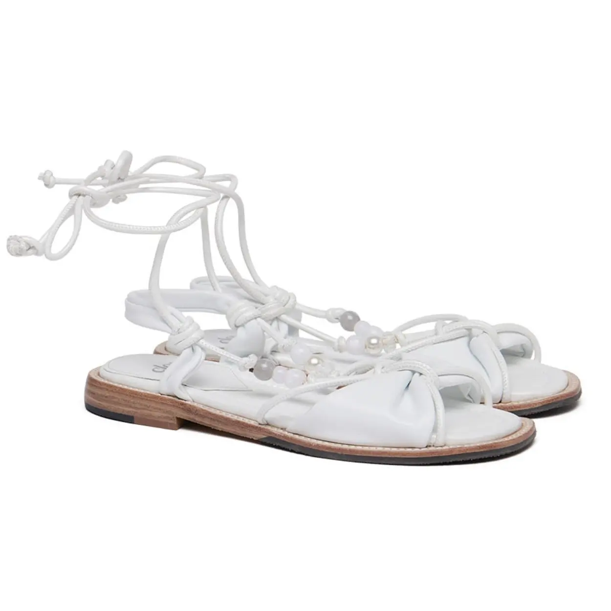 韓國 Rockfish Weatherwear BEADS KNOT SANDALS 串珠綁帶涼鞋/ 白色 WHITE/ 預購 25 cm