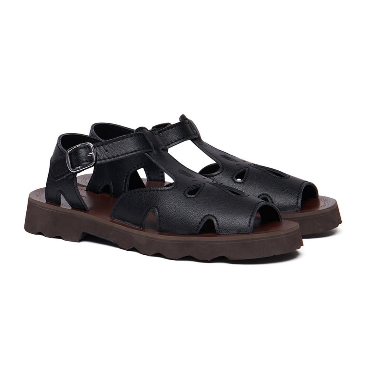 韓國 Rockfish Weatherwear PETAL CUTOUT SANDALS 花瓣鏤空涼鞋/ 黑色 BLACK/ 預購 25 cm