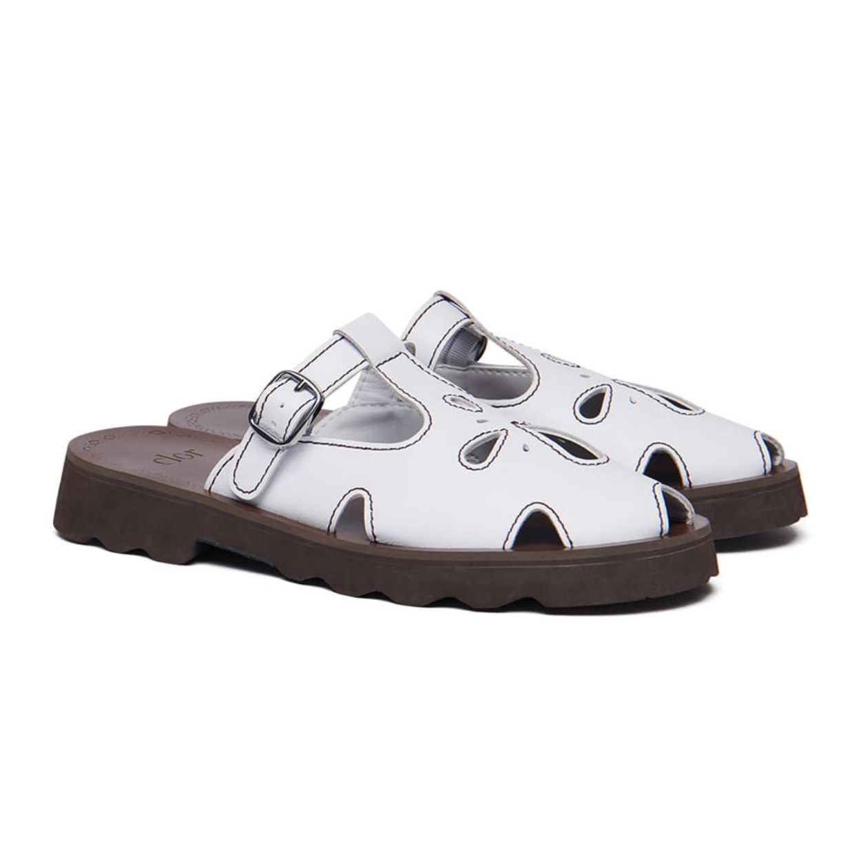 韓國 Rockfish Weatherwear PETAL CUTOUT SLIPPERS 花瓣鏤空拖鞋/ 白色 WHITE/ 預購 23.5 cm