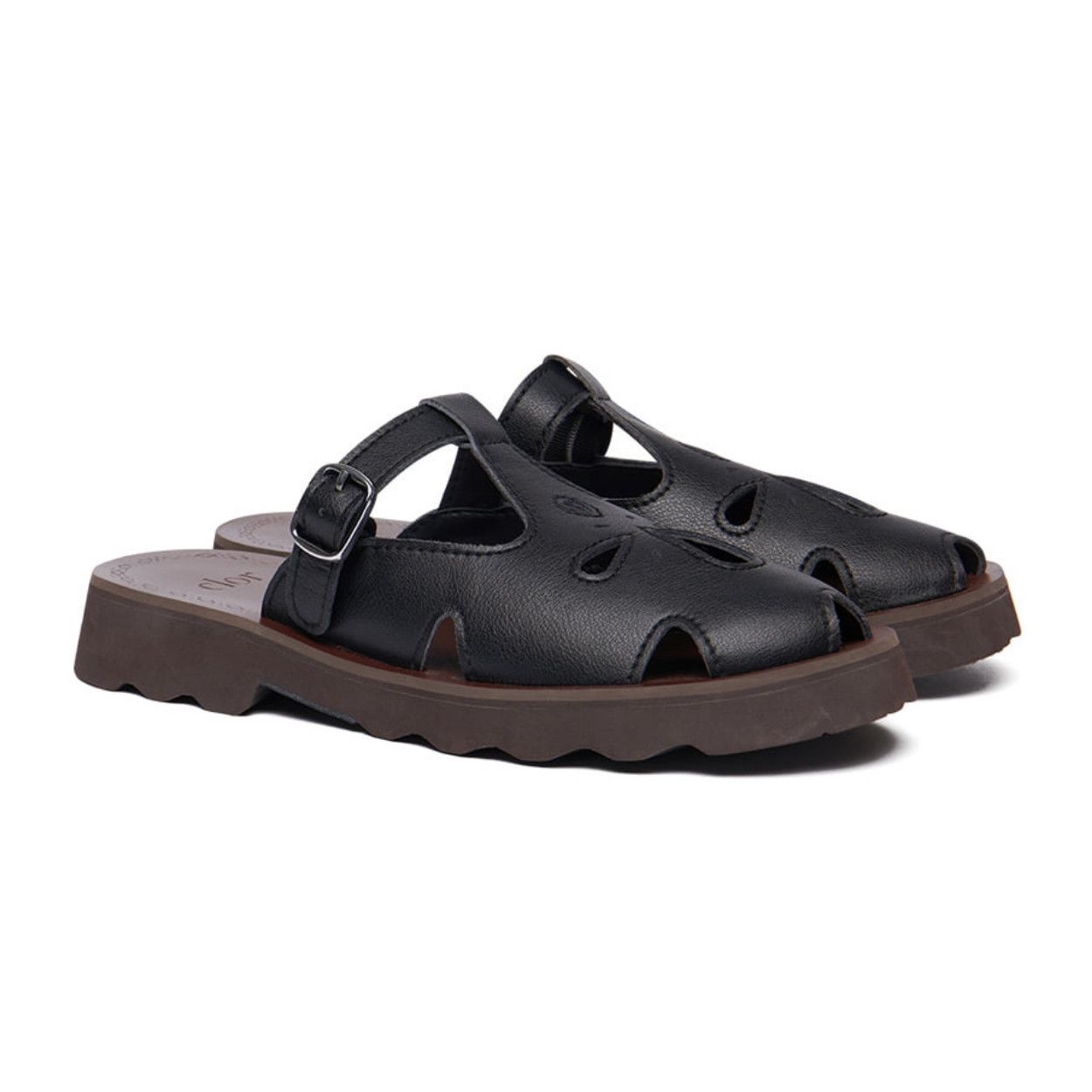 韓國 Rockfish Weatherwear PETAL CUTOUT SLIPPERS 花瓣鏤空拖鞋/ 黑色 BLACK/ 預購 23 cm
