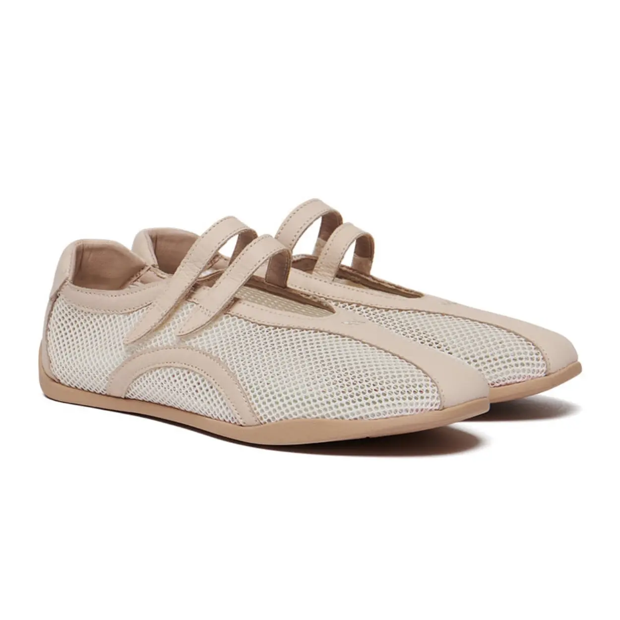 韓國 Rockfish Weatherwear TWIN MESH SNEAKERS 網布拼接休閒鞋/ 粉米色 PINK BEIGE/ 預購 25.5 cm