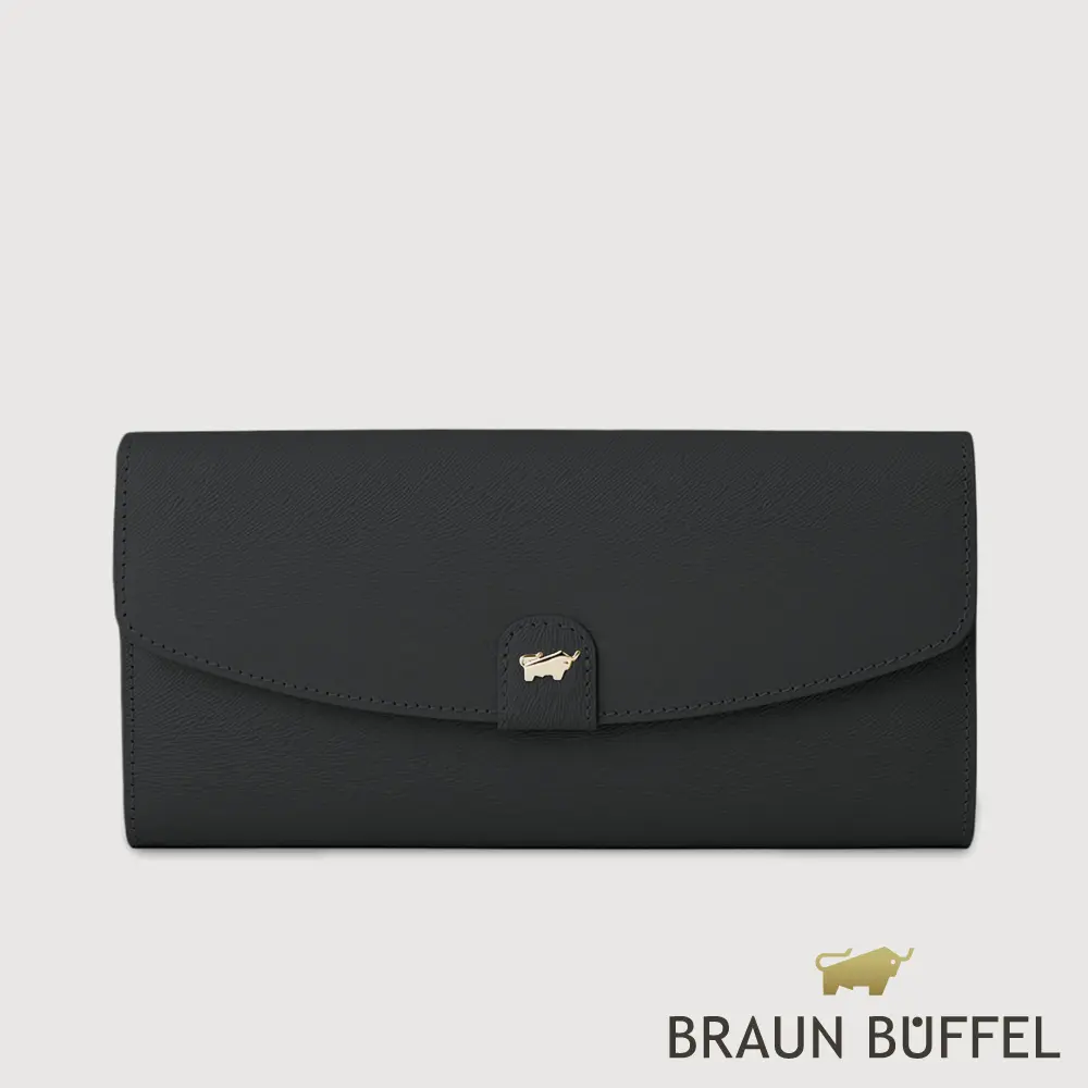 【BRAUN BUFFEL 德國小金牛】台灣總代理 蘇菲娜-A  10卡兩折長夾-黑色/BF885-621-BK