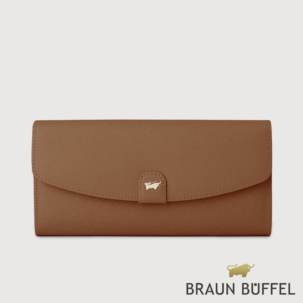 【BRAUN BUFFEL 德國小金牛】台灣總代理 蘇菲娜-A  10卡兩折長夾-麥色/BF885-621-BRA