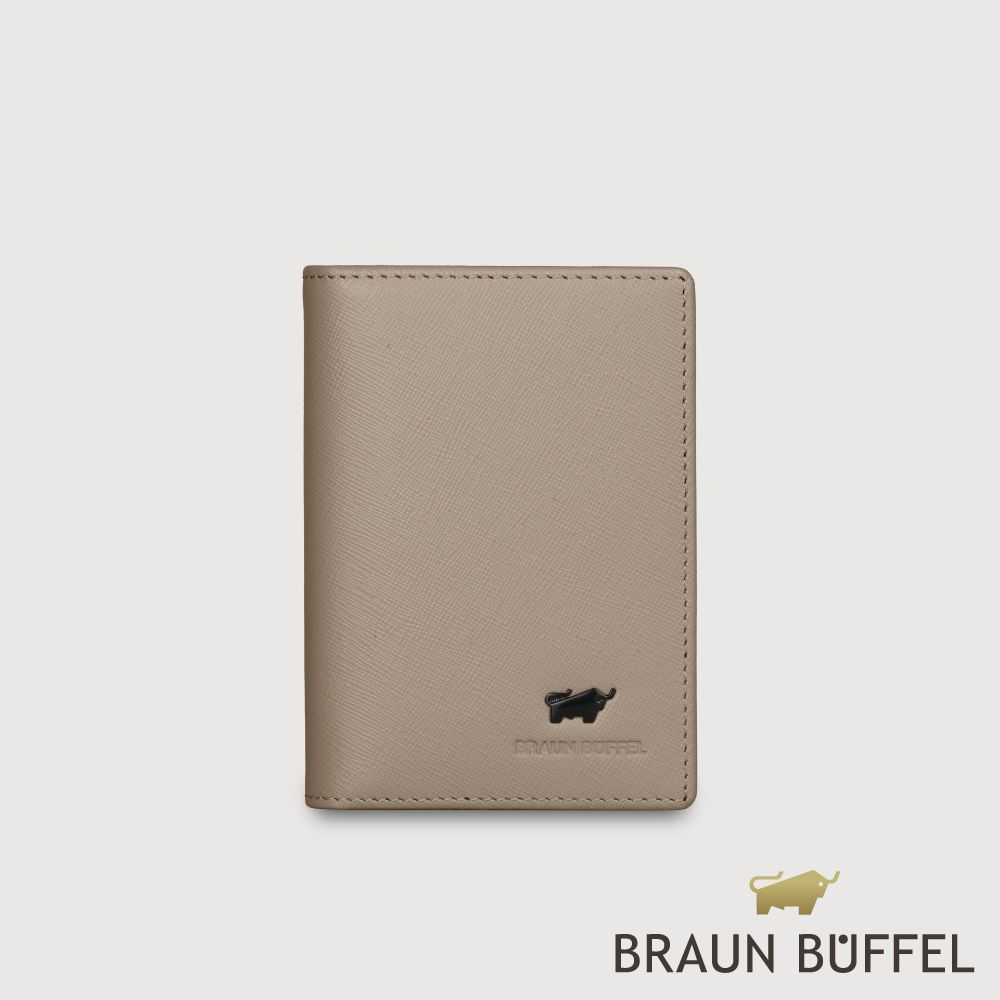 【BRAUN BUFFEL 德國小金牛】台灣總代理 艾康-A1 厚型名片夾-杏色/BF582-140-HM