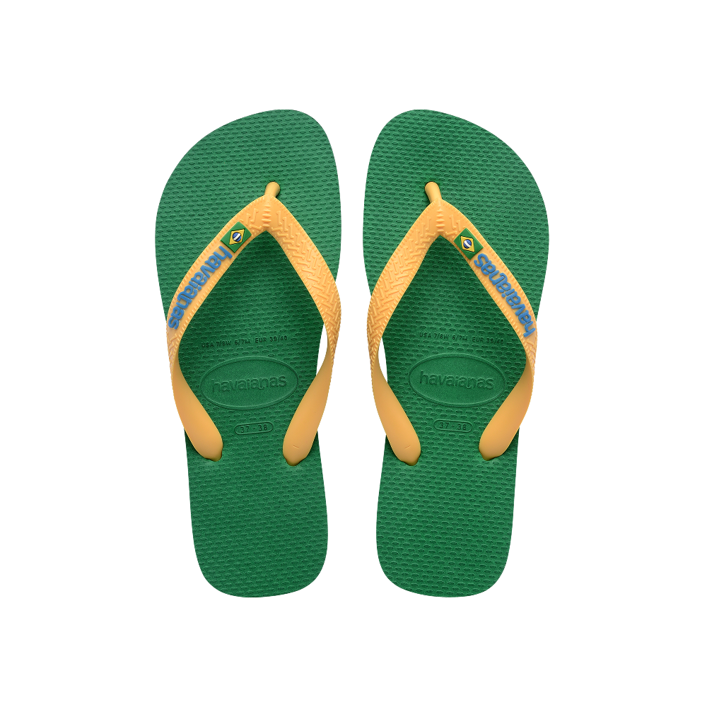 【havaianas 哈瓦仕】拖鞋 Brasil Logo (4110850-2079U)/ 綠/ 39/40