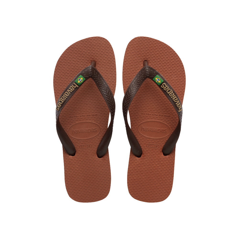 【havaianas 哈瓦仕】拖鞋 Brasil Logo (4110850-2815U)/ 咖啡色/ 39/40