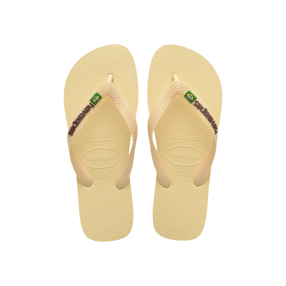【havaianas 哈瓦仕】拖鞋 Brasil Logo (4110850-9256U)/ 米黃色/ 39/40