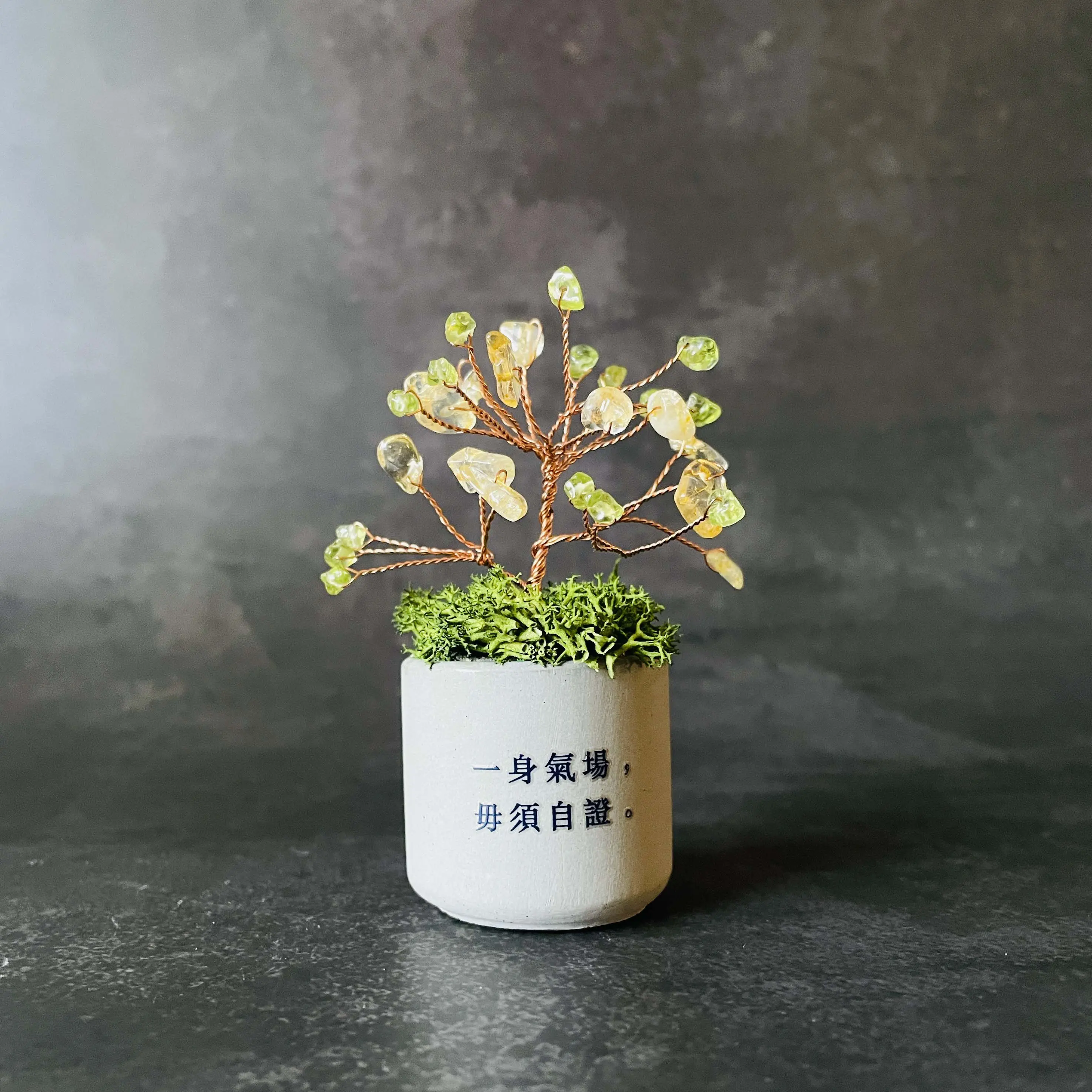 島人手作【掌中樹-手心裡的療癒水晶樹】禮盒/ 勇敢號召者: 黃水晶 X 橄欖石