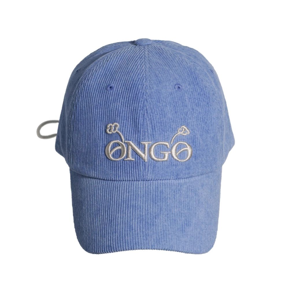 韓國 ONGO Corduroy Logo Flower 燈芯絨花朵標誌結繩棒球帽 藍色
