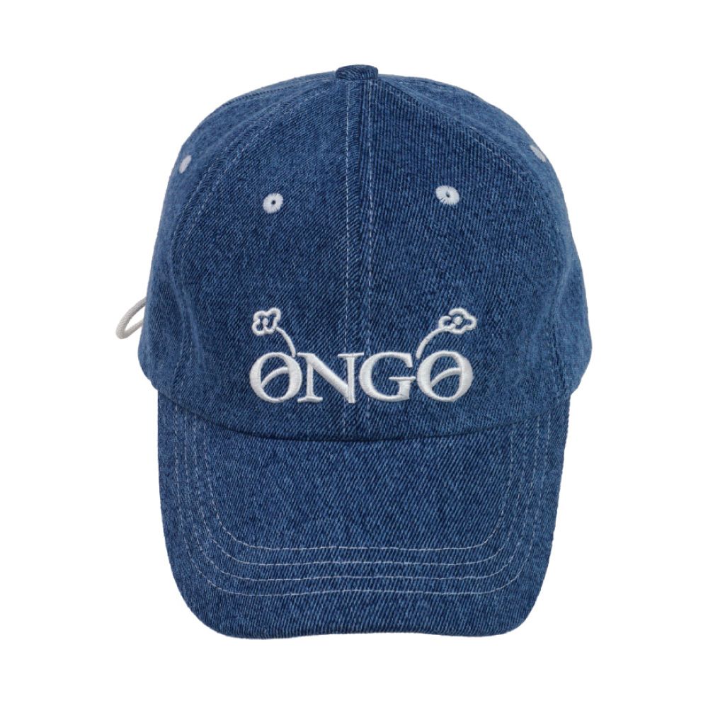 韓國 ONGO Denim Logo 丹寧標誌刺繡棒球帽 靛藍