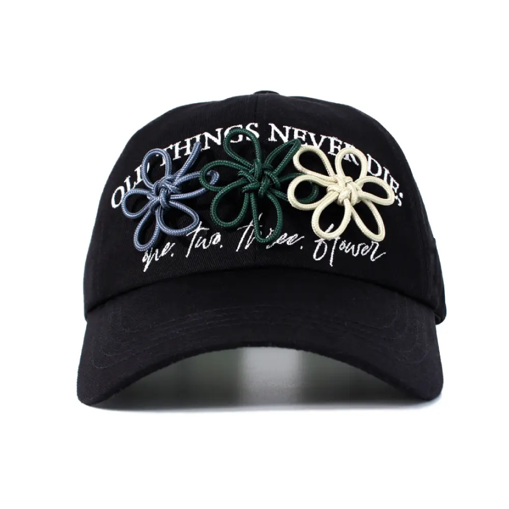 韓國 ONGO One Two Three Flower Knot 花朵結繩刺繡棒球帽 彩色款
