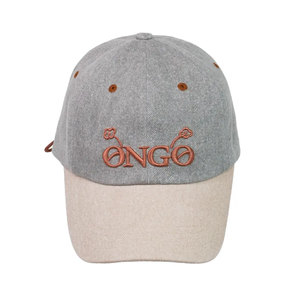 韓國 ONGO Two Tone Logo 雙色標誌刺繡結繩棒球帽 灰沙色