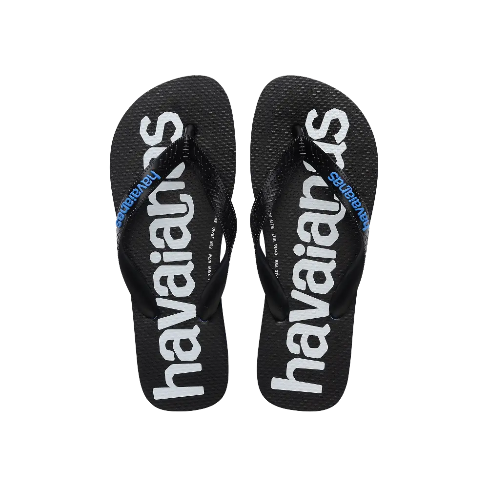 【havaianas 哈瓦仕】拖鞋 Top Logomania 2 (4145741-3504U)/ 黑藍色/ 39/40