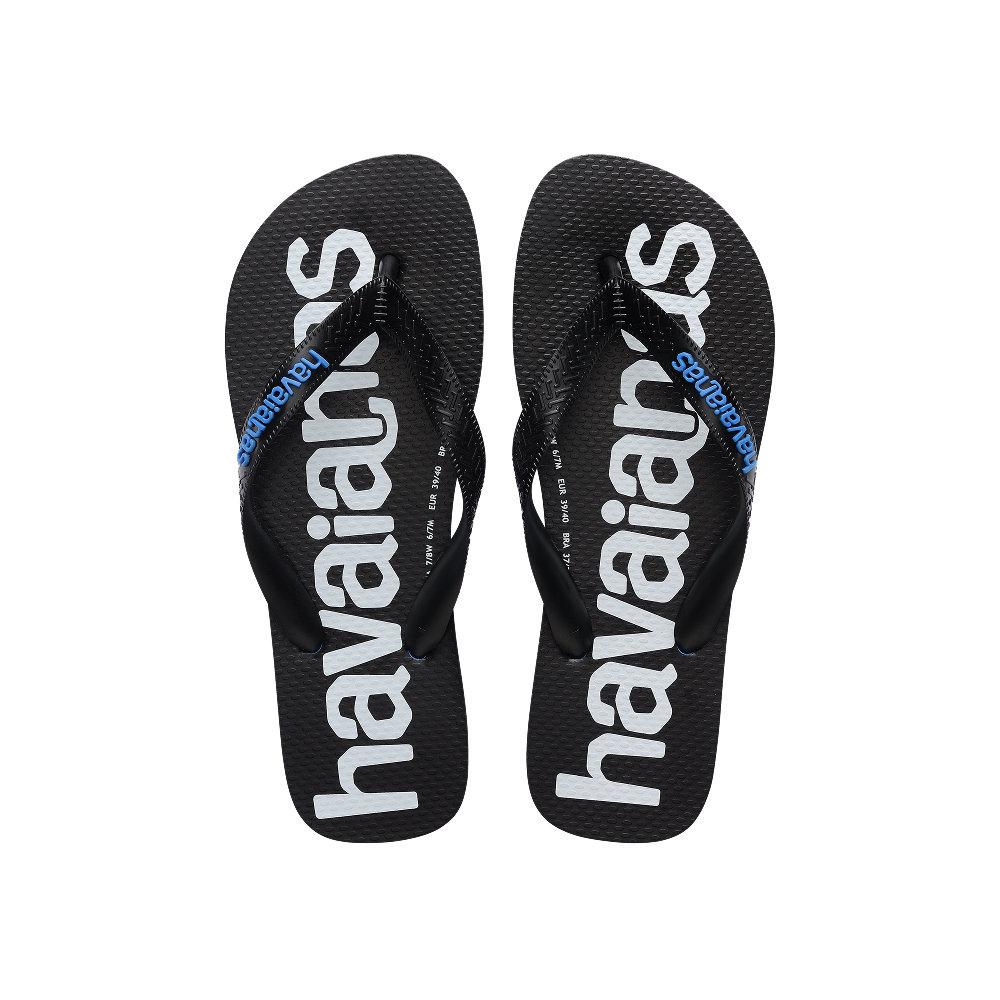 【havaianas 哈瓦仕】拖鞋 Top Logomania 2 (4145741-3504U)/ 黑藍色/ 43/44