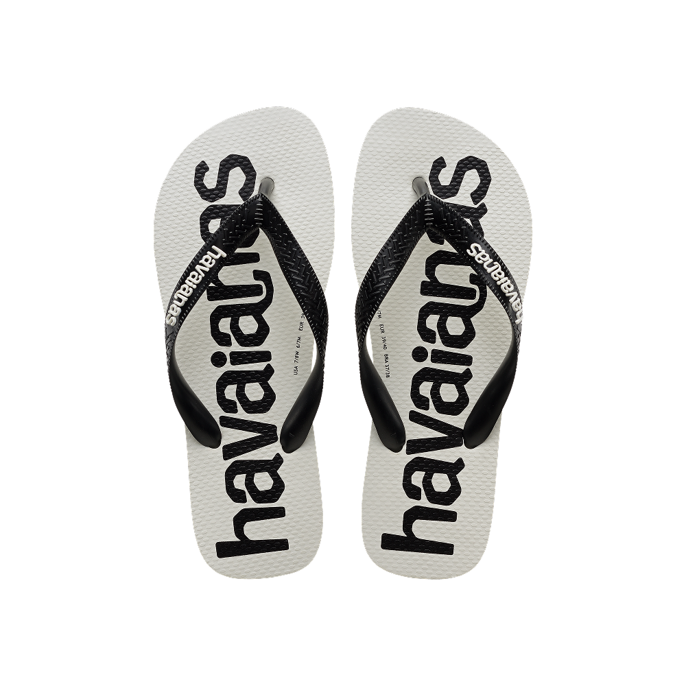 【havaianas 哈瓦仕】拖鞋 Top Logomania 2 (4145741-3624U)/ 白黑色/ 35/36