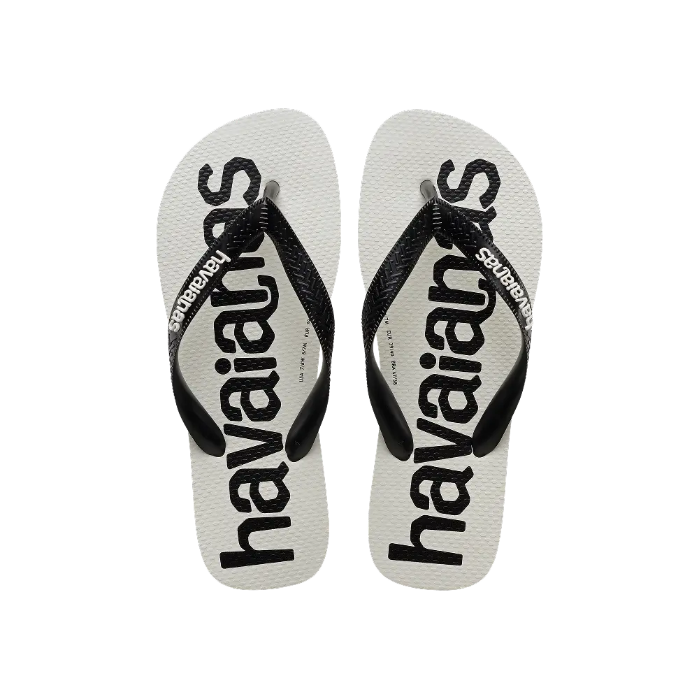 【havaianas 哈瓦仕】拖鞋 Top Logomania 2 (4145741-3624U)/ 白黑色/ 39/40